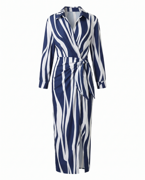 Women's Botanical Print Midi Dress with Collared Neckline