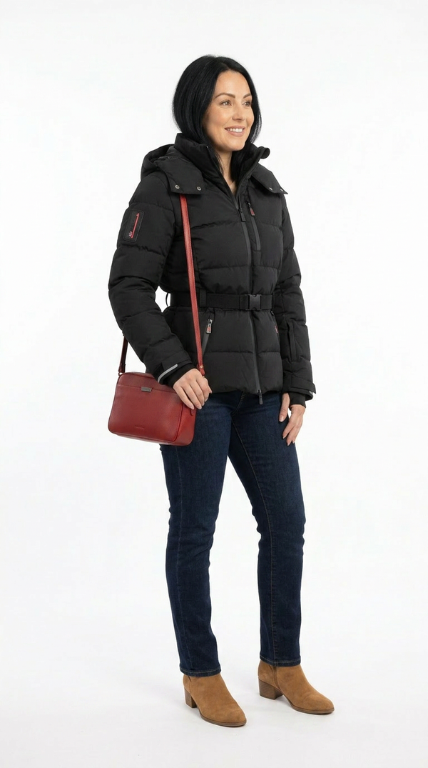 Women's Belted Puffer Winter Jacket