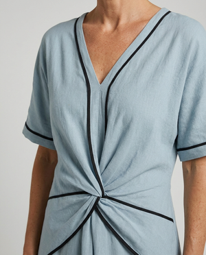 Women's Twist Front Maxi Dress with Draped Waist Detail