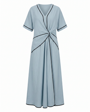 Women's Twist Front Maxi Dress with Draped Waist Detail