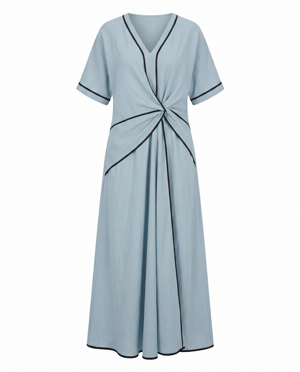 Women's Twist Front Maxi Dress with Draped Waist Detail