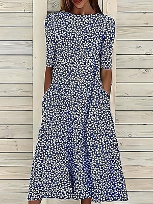 Women's Coastal Floral A-Line Midi Dress