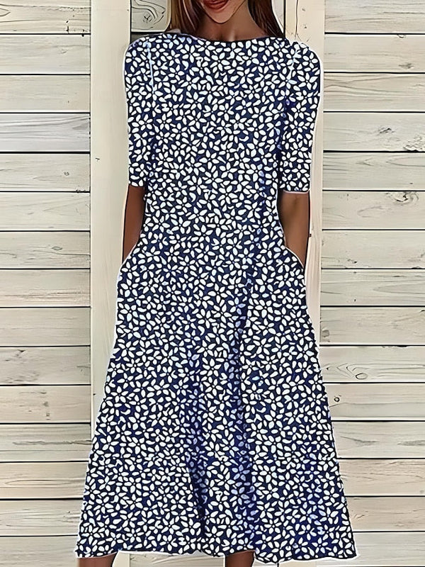 Women's Coastal Floral A-Line Midi Dress